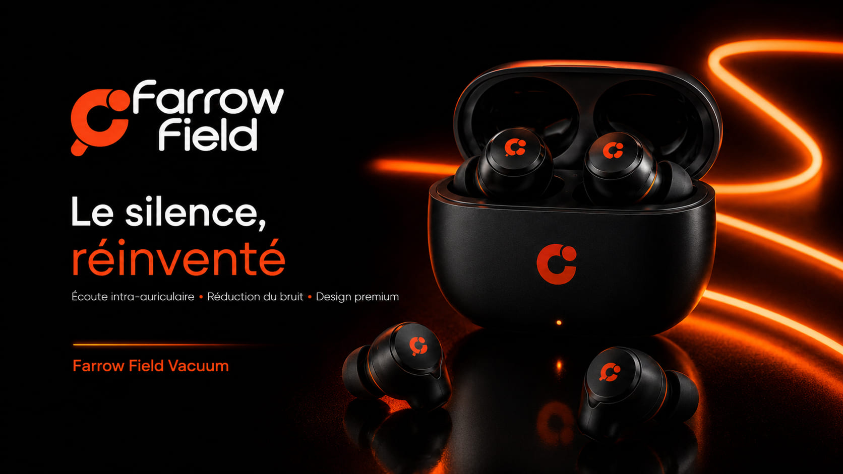 Farrow Field Vacuum — Le silence réinventé, effets de lumière orange